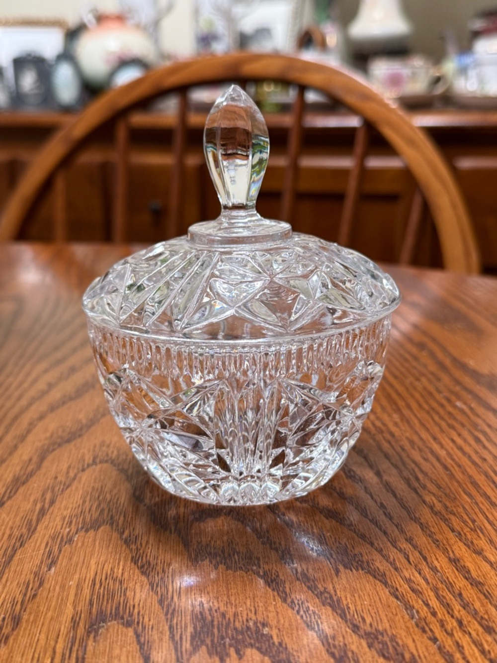 Vintage Clear Glass Sugar Bowl With Lid - Picture 5 of 9